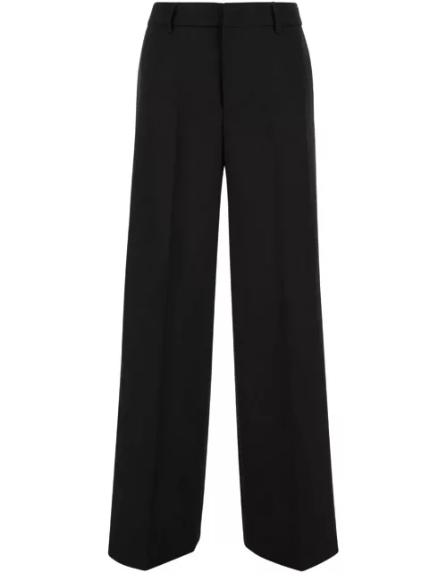 PT01 Tailored lorenza High Waisted Black Trousers In Technical Fabric Woman