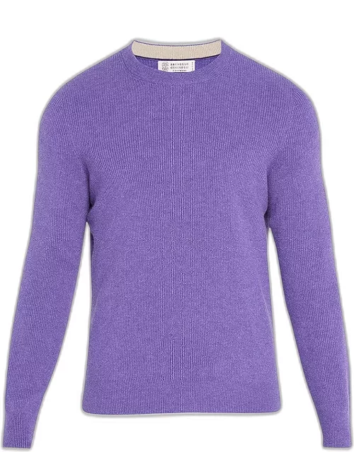 Men's Cashmere Rib-Knit Crewneck Sweater