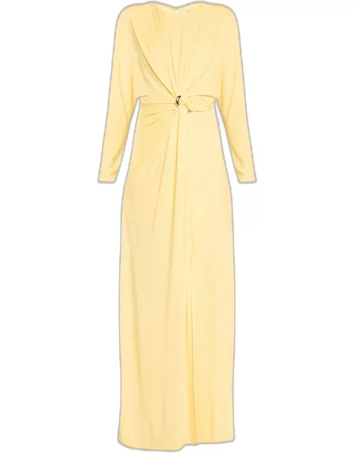 Maisie Long-Sleeve Draped Full-Length Dres