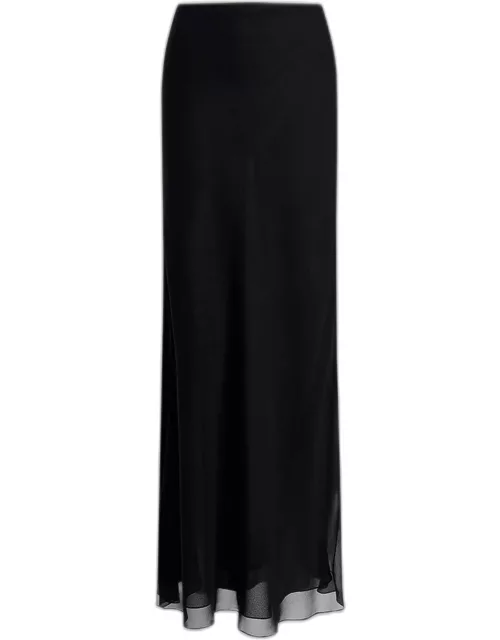 Mauva Silk Chiffon Long Skirt