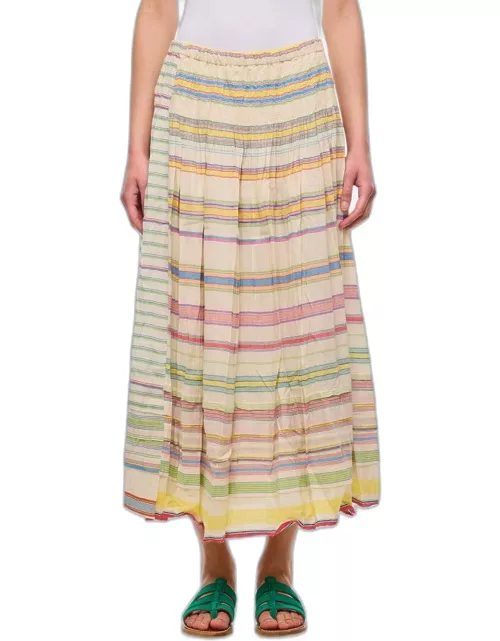 Injiri Cotton Striped Midi Skirt Multicolor