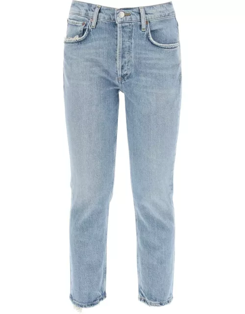 AGOLDE high-waisted straight cropped jeans in the