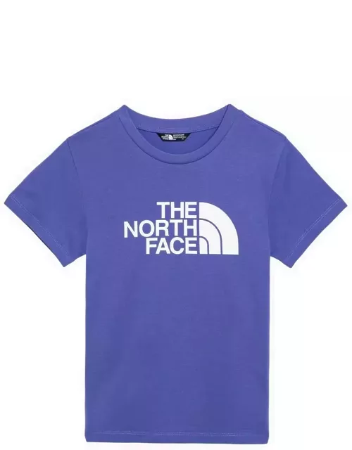 Blue cotton-blend T-shirt with logo