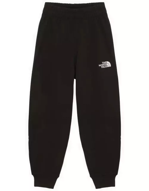 Black cotton jogging trousers with logo