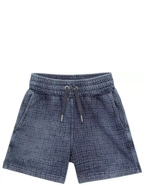 Blue denim shorts with 4G pattern
