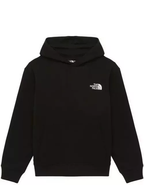 Black cotton hoodie with logo