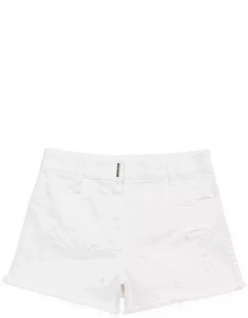White cotton shorts with wear