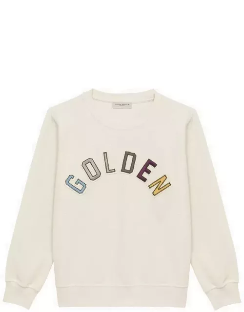 Ivory cotton sweatshirt with logo