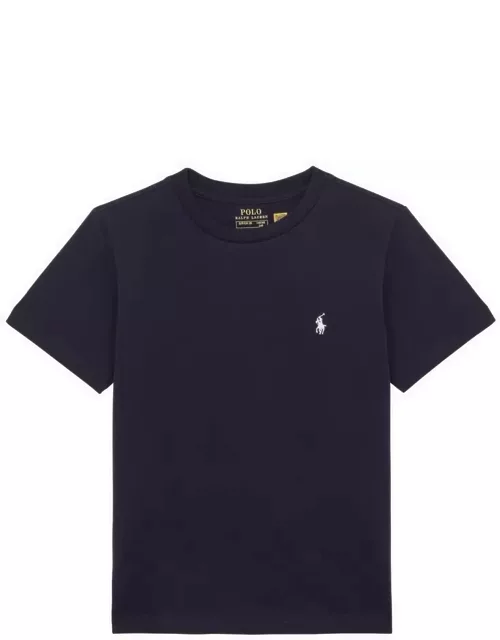 Blue cotton T-shirt with logo