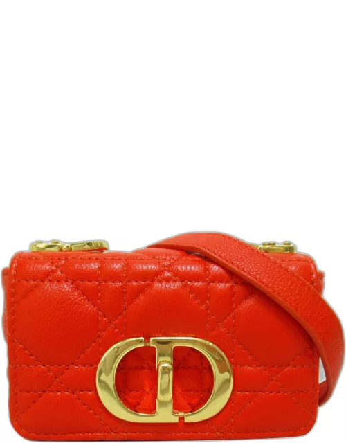 Dior Red Leather Mini Caro Shoulder Bag