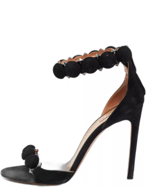 Alaia Black Suede Bombe Ankle Strap Sandal