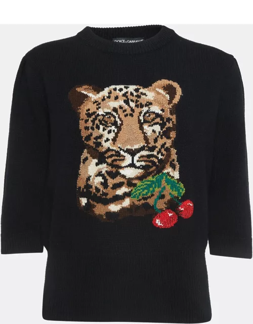 Dolce & Gabbana Black Patterned Wool Blend Sweater