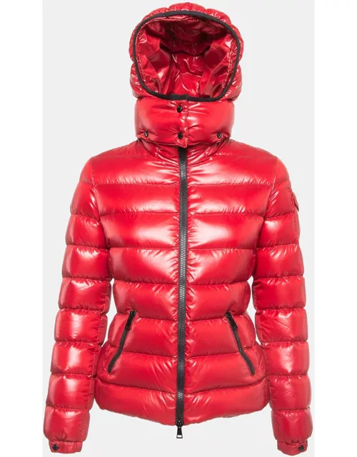 Moncler Red Synthetic Detachable Hood Puffer Jacket