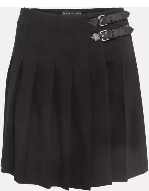 Ralph Lauren Black Wool Pleated Mini Skirt