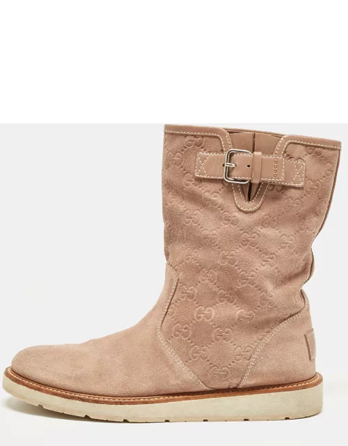 Gucci Dusty Pink Guccissima Suede Quercy Flat Boot