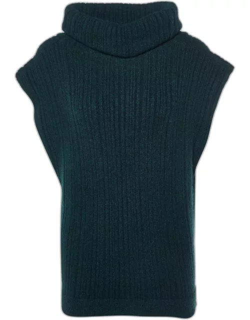 Jacquemus Dark Green Merino Wool Knit Cut-Out Turtleneck Vest