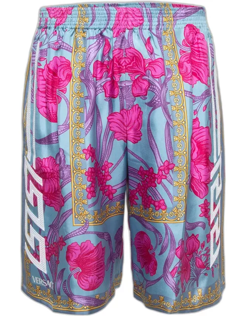 Versace Multicolor Printed Silk Twill Shorts