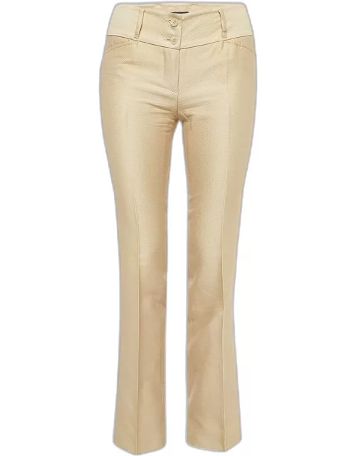 Dolce & Gabbana Gold Cotton and Silk Trousers