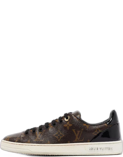 Louis Vuitton Brown/Black Monogram Canvas and Patent Frontrow Sneaker