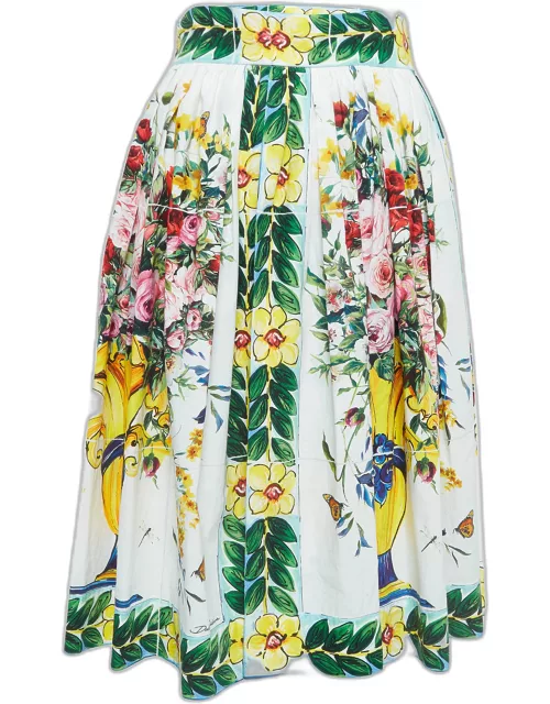 Dolce & Gabbana Multicolor Printed Cotton Flared Skirt