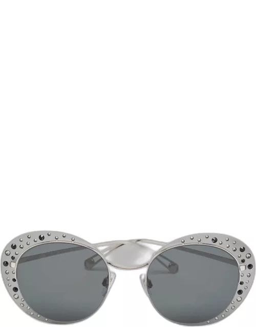 Giorgio Armani Grey/Silver Embellished AR6079 Round Sunglasse