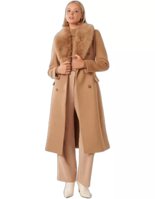 Forever New Women's Frankie Faux Fur Collar Coat in Came