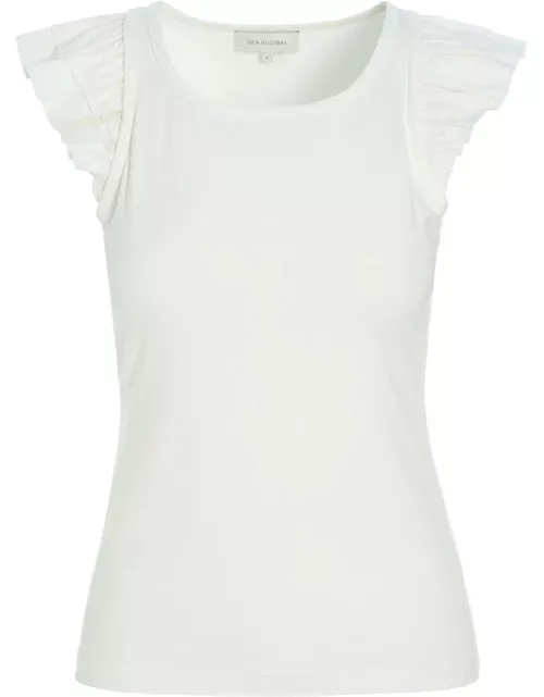 DEA KUDIBAL Zelmadea Frill Sleeve T-Shirt - Natural White