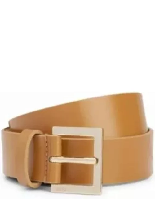 Italian-leather belt with gold-tone eyelets- Beige Women's Business Belt