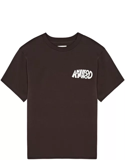 Annie Hood Jumble Logo-print Cotton T-shirt - Brown