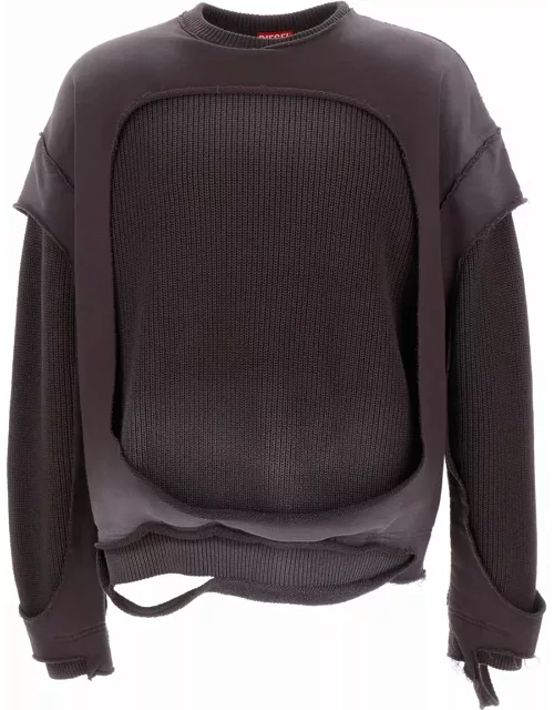 Diesel Black k-osbert Ripped Sweatshirt In Cotton Man