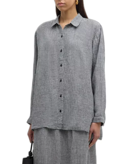 Gingham Button-Down Organic Linen Shirt