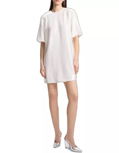 Sequined Short-Sleeve T-Shirt Mini Dres