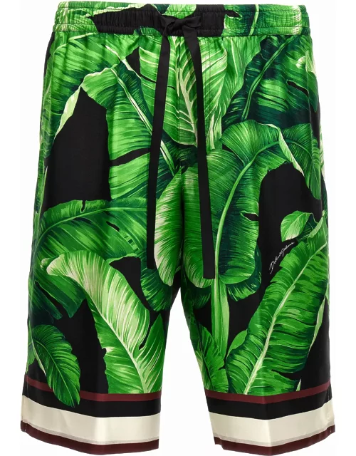 Dolce & Gabbana Bermuda Shorts With All-over Leaf Print
