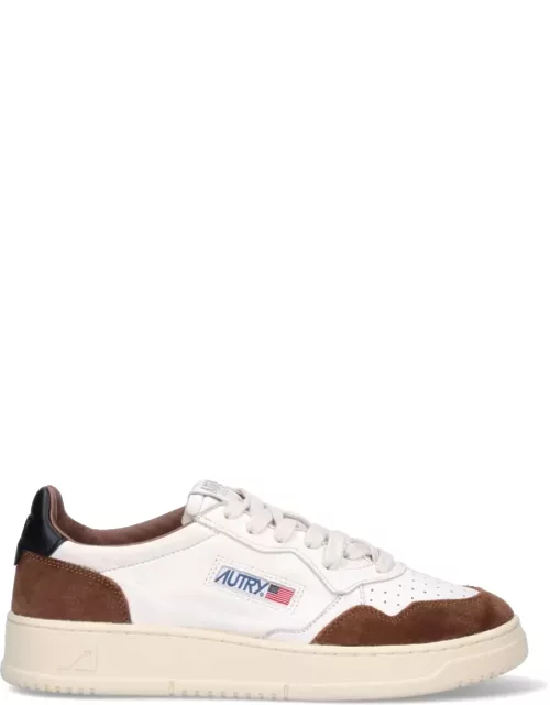 Autry Medalist Low Sneakers In Brown Suede And White Leather