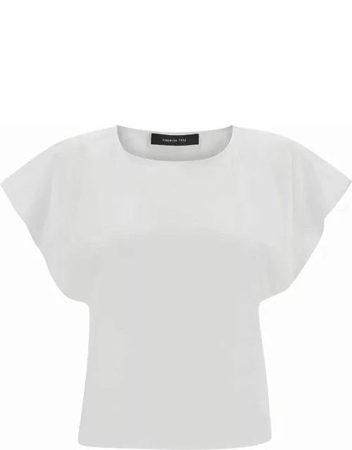 Federica Tosi White Top With Cap Sleeves In Stretch Cotton Woman