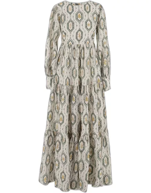 Agua by Agua Bendita Linen Maxi Dress With Printed Pattern