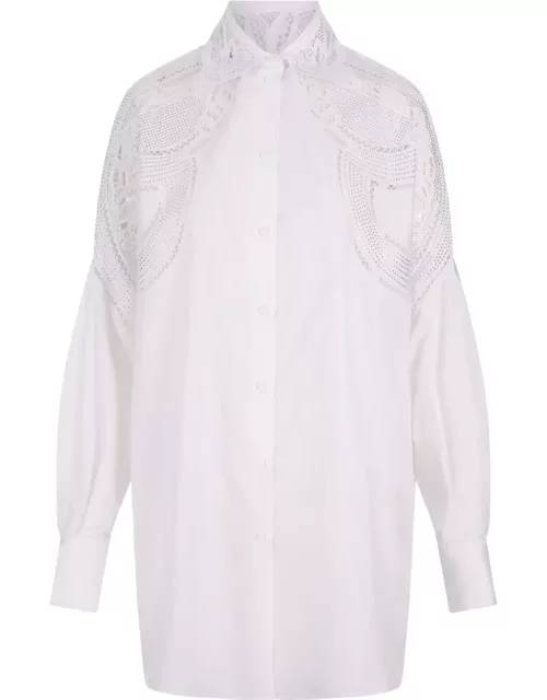 Ermanno Scervino White Over Shirt With Sangallo Lace Cut-out