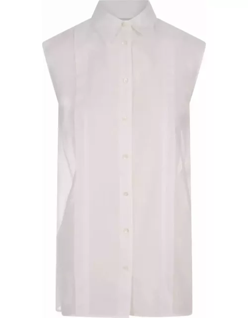 Aspesi White Cotton And Silk Sleeveless Shirt
