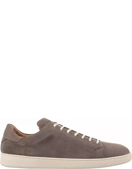 Kiton Taupe Suede Low Sneaker