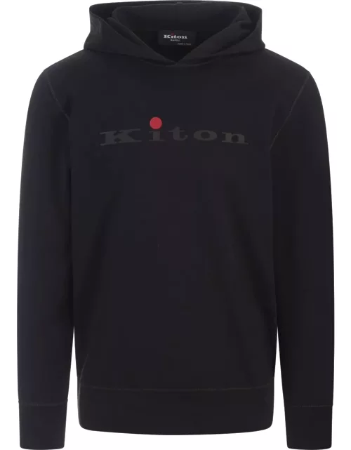 Kiton Black Hoodie With Logo