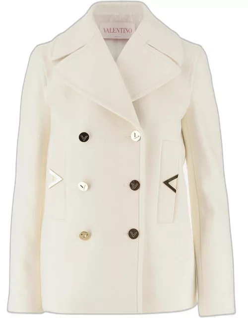 Valentino Wool And Cashmere Coat With Vlogo