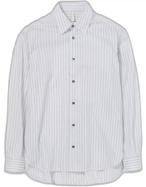 Sunflower #1174 White striped poplin shirt with long sleeves - Please Shirt