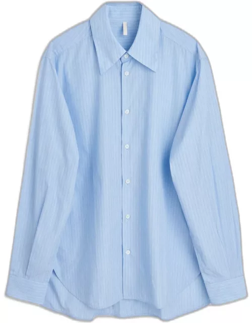Sunflower #1203 Sky blue striped poplin shirt with long sleeves - Please Shirt