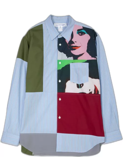 Comme des Garçons Shirt Mens Shirt Woven Multicolour Andy Warhol graphic patchwork shirt with long sleeve
