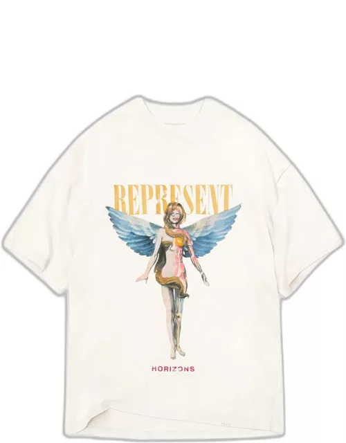 REPRESENT Reborn T-shirt Off white t-shirt with graphic print and logo - Reborn T-Shirt