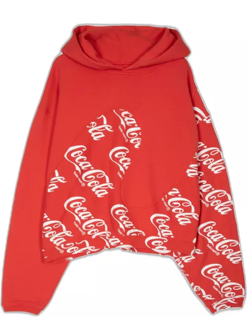 ERL Men Coca Cola Swirl Hoodie Knit Red Coca Cola swirl hoodie - Men Coca Cola Swirl Hoodie Knit