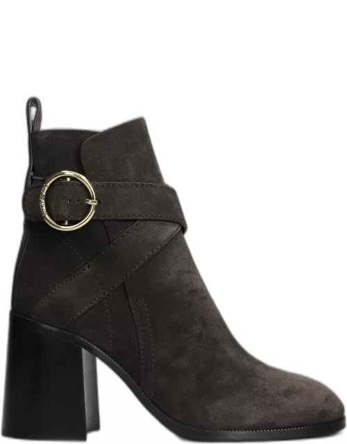 See by Chloé Lyna High Heels Ankle Boots In Grey Suede