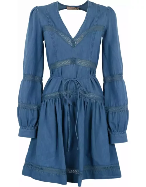 TwinSet Denim Dress With Cut-out Effect