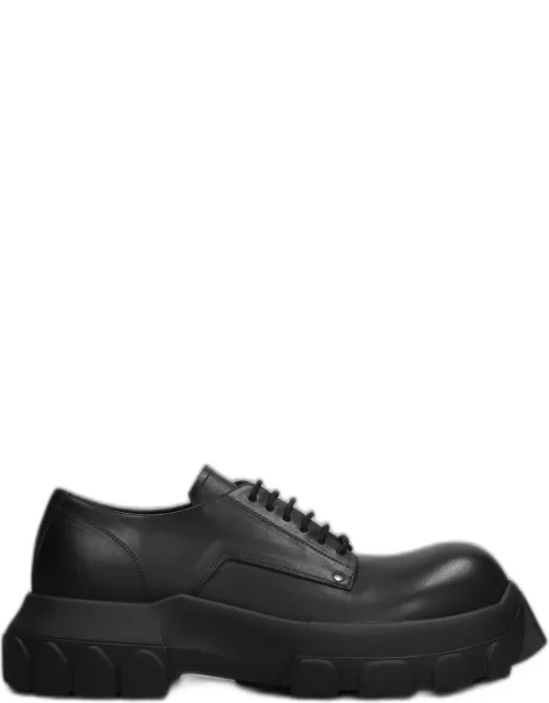 Rick Owens Lace Up Bozo Tractor Lace Up Shoes In Black Leather