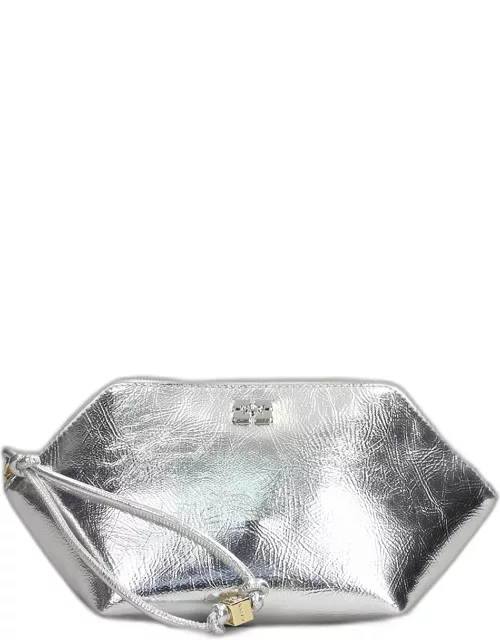 Ganni Bou Zipped Hand Bag In Silver Leather
